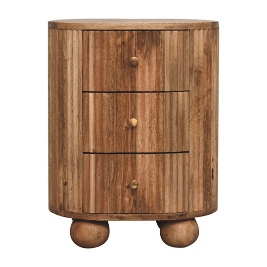 Artisan Furniture Solid Wood Soba Ball 3 Drawer Bedside | Luxury Home Accessories | Heulog Glow