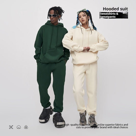 Autumn And Winter Fleece-lined Thick Hooded Solid Color Sweatpants Hoodie | Luxury Home Accessories | Heulog Glow