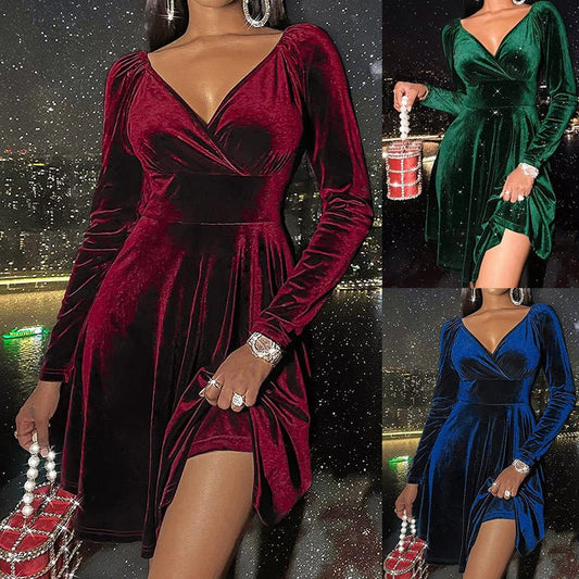 Autumn Festival Christmas Long Sleeve V-neck Dress | Luxury Home Accessories | Heulog Glow