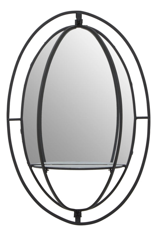 Avento Oval Shelved Black Wall Mirror | Luxury Home Accessories | Heulog Glow
