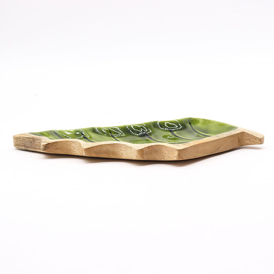 Lost in the Forrest - Enamel Leaf Wooden Bowl - 33x17cm