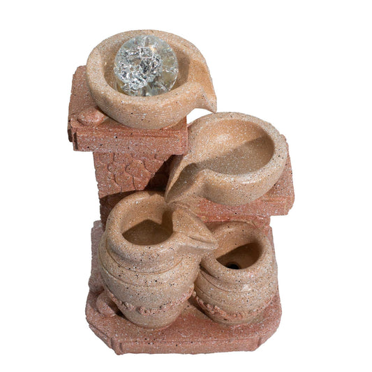 Mediterranean Cascading Pots Tabletop Water Feature (19x14x27cm)