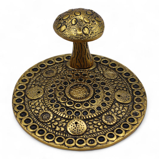 Mushroom Plate - Brass Effect - Incense Holder
