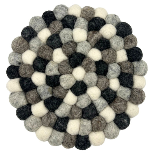 Felt Ball Round Placemat- Multi Grey Colour