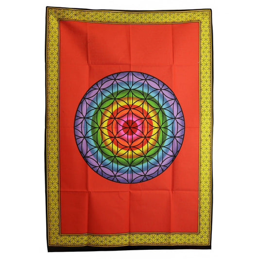 Cotton Wall Art (70x110cm) - Rainbow Flower of Life