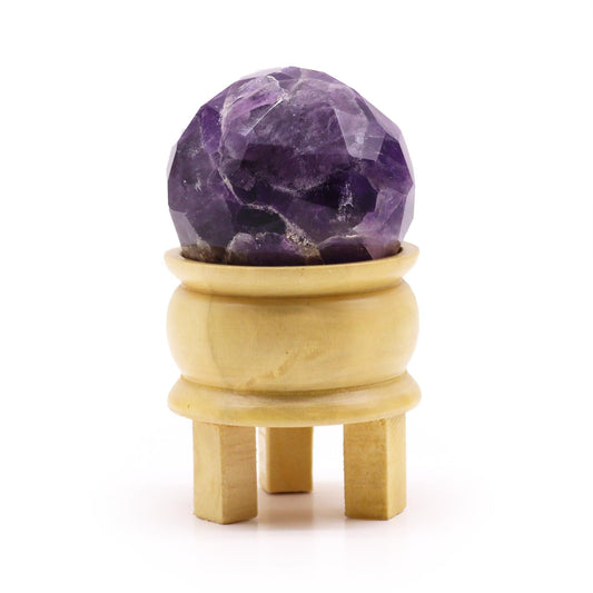 Gemstone Faceted Healing Ball & Stand - Rose Quartz