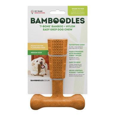 Bamboodles T Bone Chew Toy for Dogs Medium 6Inch Peanut Butter Flavour | Luxury Home Accessories | Heulog Glow