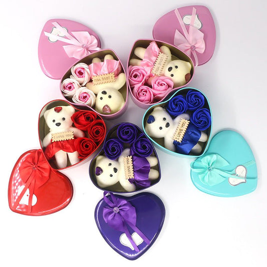 Bear Soap Flower Gift Box Valentine's Day Gift | Luxury Home Accessories | Heulog Glow