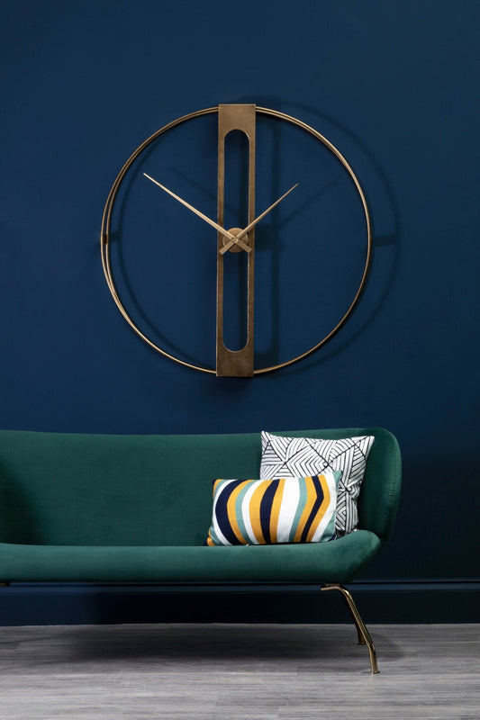 Beauly 107cm Dia Gold Finish Dual Ring Wall Clock | Luxury Home Accessories | Heulog Glow