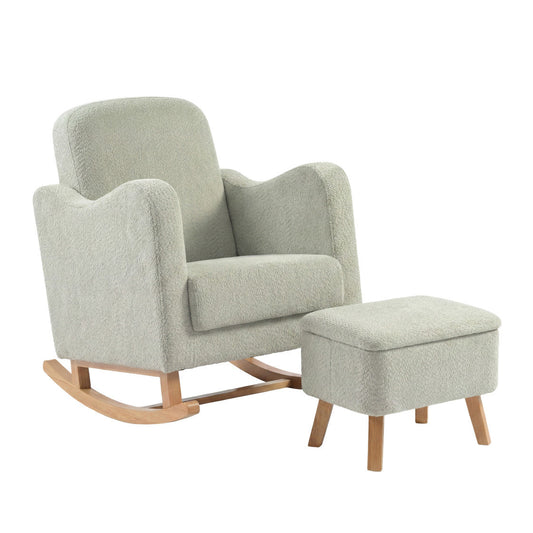 Bebe & Beyond Soother Nursing Chair & Stool - Sage Boucle