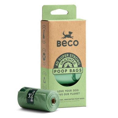 Beco Unscented Recycled Poop Bags with Handles on a roll x60 Pack | Luxury Home Accessories | Heulog Glow