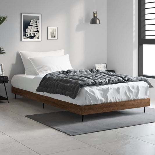 Bed Frame without Mattress Brown Oak 90x200 cm Engineered Wood | Luxury Home Accessories | Heulog Glow