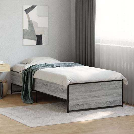 Bed Frame without Mattress Grey Sonoma 75x190 cm Small Single | Luxury Home Accessories | Heulog Glow