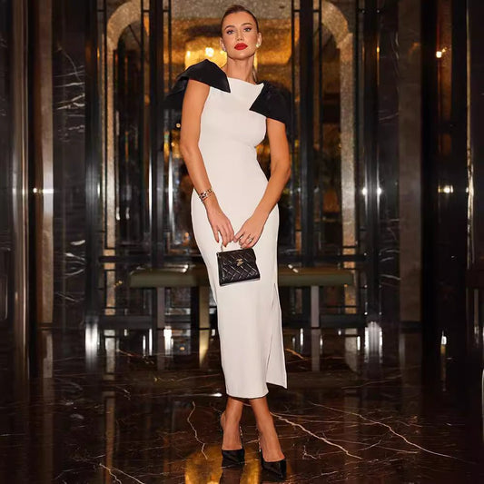 Black-and-white Contrast Sleeveless Sheath Dress | Luxury Home Accessories | Heulog Glow