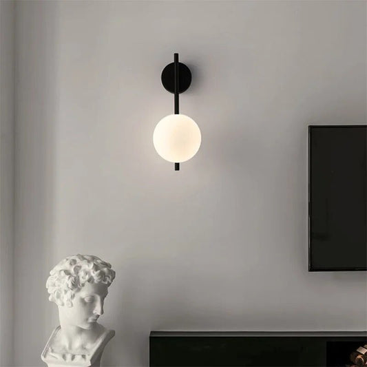 Black Globe Wall Lamp - Modern Minimalist Glass Shade Light | Luxury Home Accessories | Heulog Glow