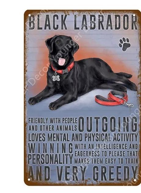Black Labrador Dog Tin Sign | Luxury Home Accessories | Heulog Glow