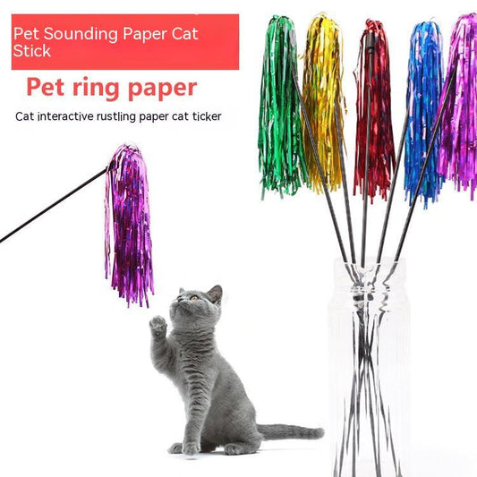 Black PP Rod Sound Paper Color Stripes Cat Teaser | Luxury Home Accessories | Heulog Glow