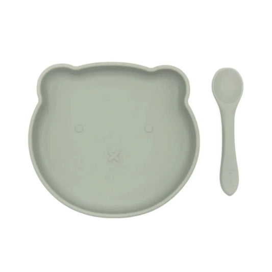 BLW Essentials Bear Plate and Spoon - Sage | Luxury Home Accessories | Heulog Glow
