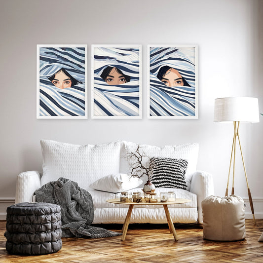Boho Style Wall Decor | Set of 3 Boho Women Wall art Prints