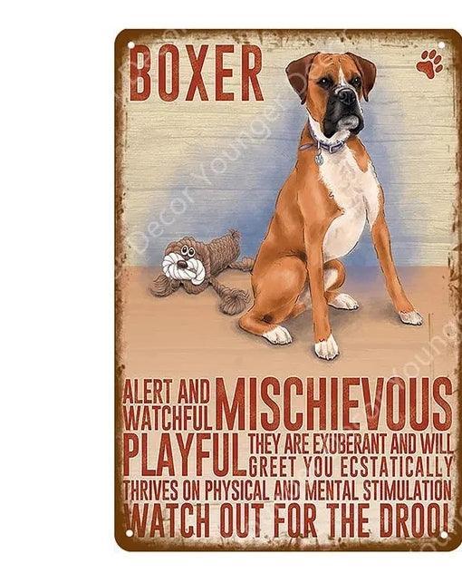 Boxer Dog Tin Sign | Luxury Home Accessories | Heulog Glow