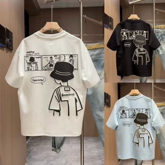 Brand Short Sleeve Ins 100 Cotton Coat Summer Men's Printed T-shirt Trendy Men And Women All-matching Crew Neck T-shirt Men | Luxury Home Accessories | Heulog Glow