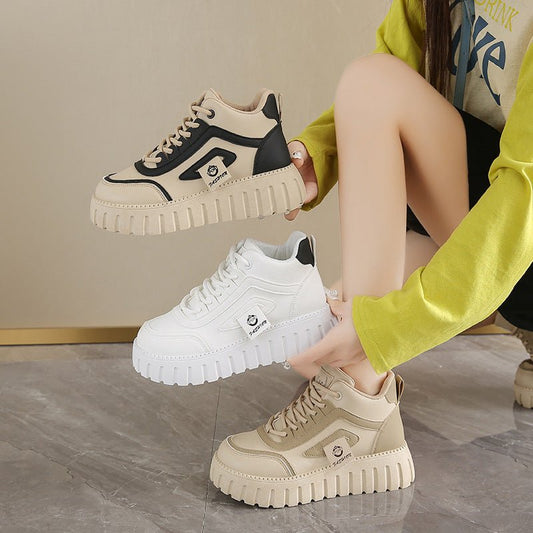 Breathable High-top White Shoes For Women Versatile Chunky-soled Athletic-casual Style | Luxury Home Accessories | Heulog Glow