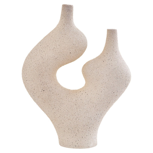 Broc Cream Textured Sculptural Vase | Luxury Home Accessories | Heulog Glow