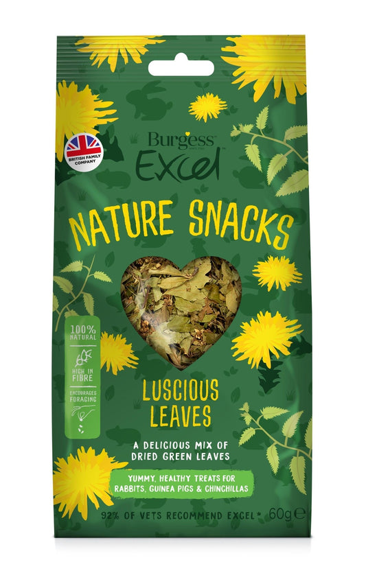 Burgess Excel Nature Snacks Luscious Leaves 60g | Luxury Home Accessories | Heulog Glow