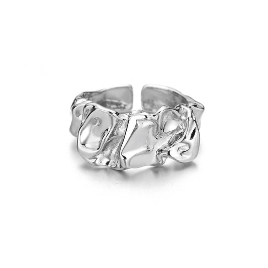 Metal Wind Exaggerated Folds Ring Women's Fashion Irregular