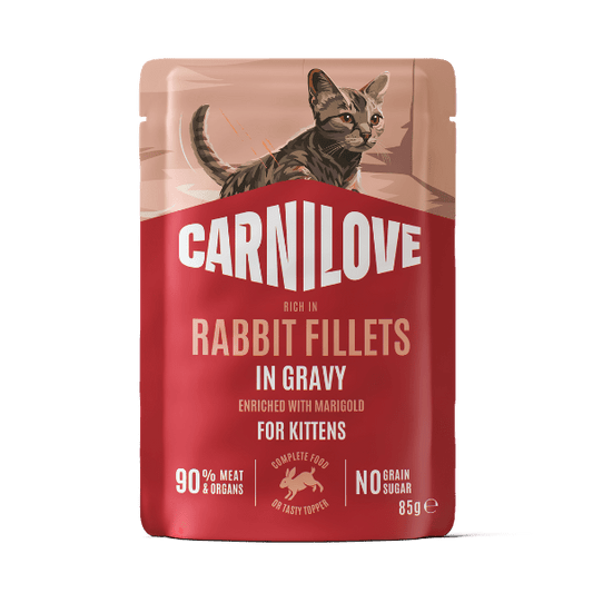 Carnilove Gravy Rabbit with Marigold Kitten Pouch 85g | Luxury Home Accessories | Heulog Glow