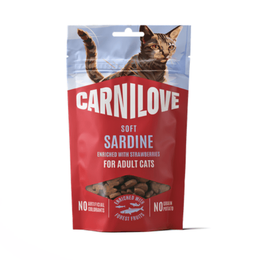 Carnilove Sardine with Strawberry Soft Cat Treats (12x50g) | Luxury Home Accessories | Heulog Glow