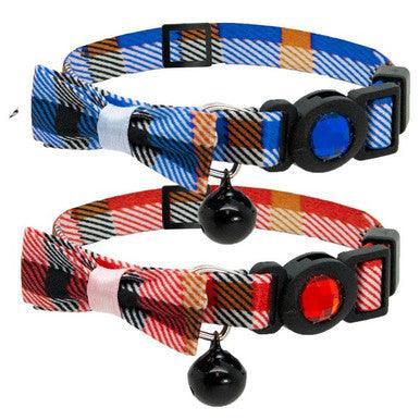Cat Circus Collar Jewelled Tartan Bow Blue | Luxury Home Accessories | Heulog Glow