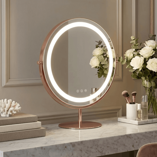 Celeste LED Vanity Mirror Rose Gold | Luxury Home Accessories | Heulog Glow