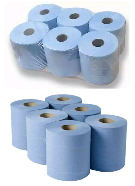 Centrefeed Blue Roll Paper Wipes 6 Pack | Luxury Home Accessories | Heulog Glow