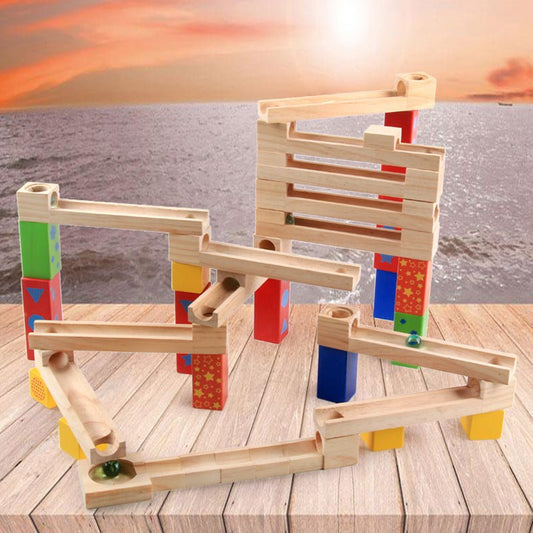 Children's Educational Parent-child Ball Track Slide Blocks Stacking High Marbles To Build Wooden Toys | Luxury Home Accessories | Heulog Glow