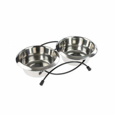 Classic Anti-Tip Twin Feeder & Dish 2 x 470ml | Luxury Home Accessories | Heulog Glow