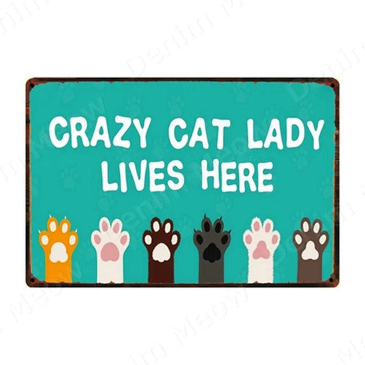 Crazy Cat Lady Tin Sign | Luxury Home Accessories | Heulog Glow