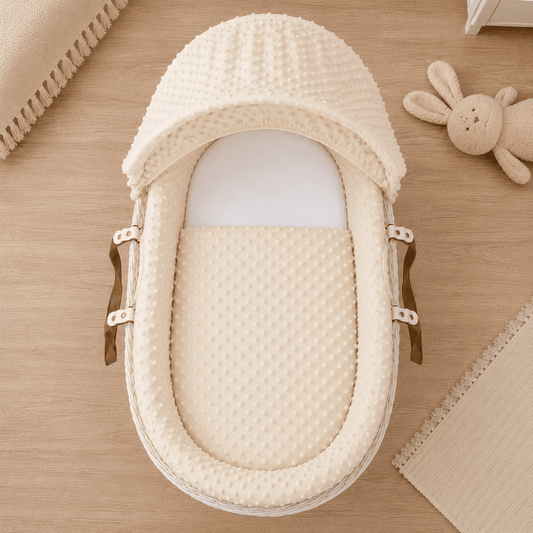 Cream Dimple Moses Basket Bedding Set (Basket Not Included!) | Luxury Home Accessories | Heulog Glow