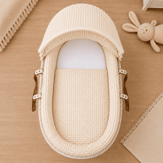 Cream Waffle Moses Basket Bedding Set (Basket Not Included!) | Luxury Home Accessories | Heulog Glow