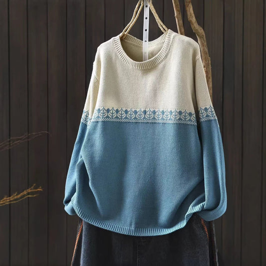 Crew-neck Preppy-style Cotton Knit Sweater Loose And Casual | Luxury Home Accessories | Heulog Glow