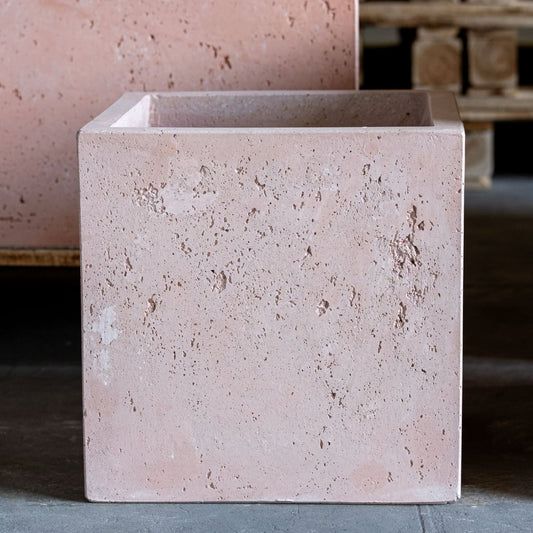 Cubrosa | Blushstone – 20cm Square Concrete Planter – 4L Cube Plant Pot
