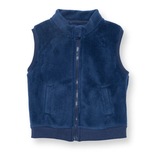 Baby Boy Fleece Waistcoat Zip Fastening High Neck - Navy Blue