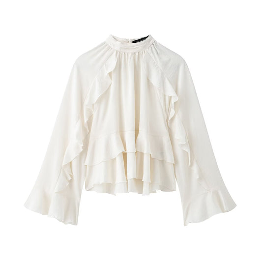 New Women's Classic Fashion Laminated Decoration Shirt