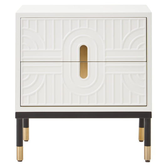 Danta Two Drawer Side Table in Off White | Luxury Home Accessories | Heulog Glow