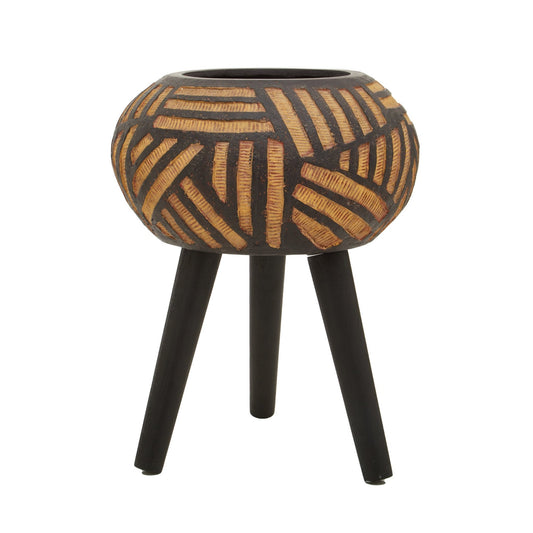 Darnell Natural And Black Tapered Planter | Luxury Home Accessories | Heulog Glow