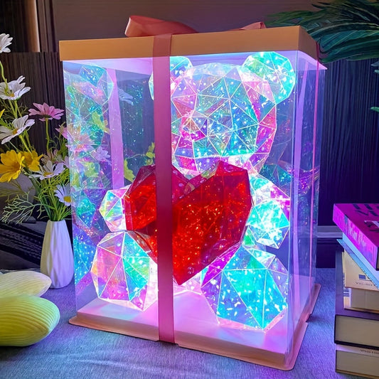 Enchanting LED Bear Figurine - USB & Battery Powered, Perfect for Christmas, Valentine's Day, Weddings, Birthdays & Parties - Contemporary Style with Gift Box Packaging