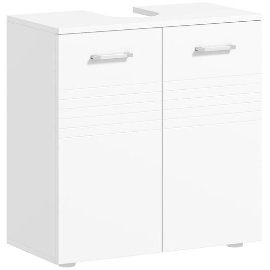 kleankin Bathroom Pedestal Under Sink Cabinet with Storage Shelf Double Door