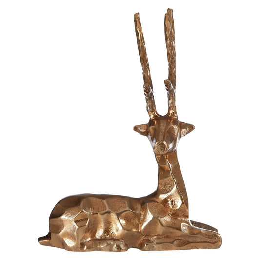 Decorative Gold Finish Sitting Stag | Luxury Home Accessories | Heulog Glow