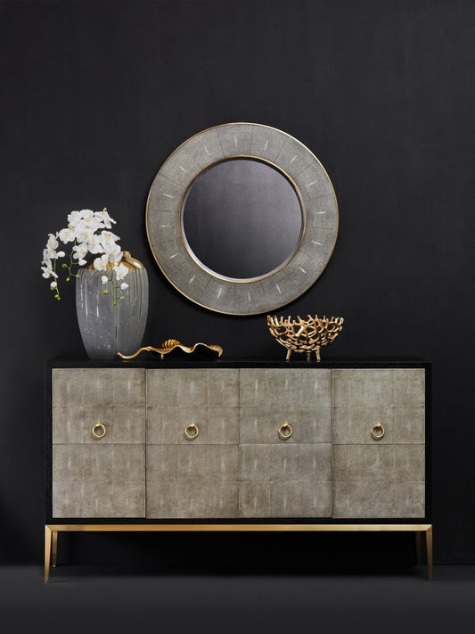 Deruta Grey Shagreen Effect 4 Door Sideboard | Luxury Home Accessories | Heulog Glow