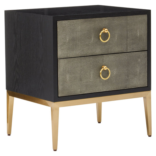Deruta Two Drawer Grey Shagreen Effect Side Table | Luxury Home Accessories | Heulog Glow